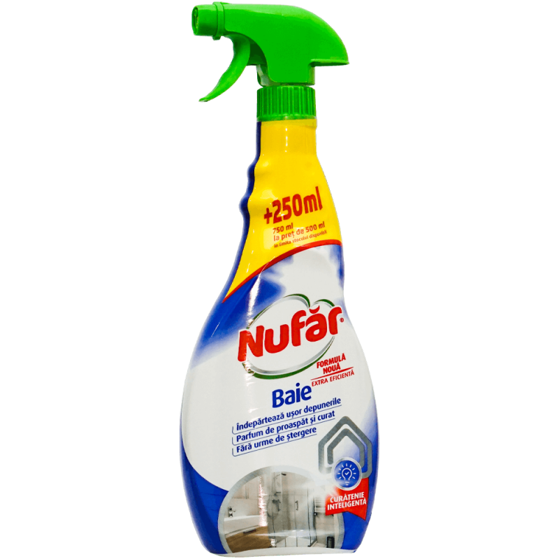 Solutie curatare baie spray 750ml anticalcar fara urme Nufar